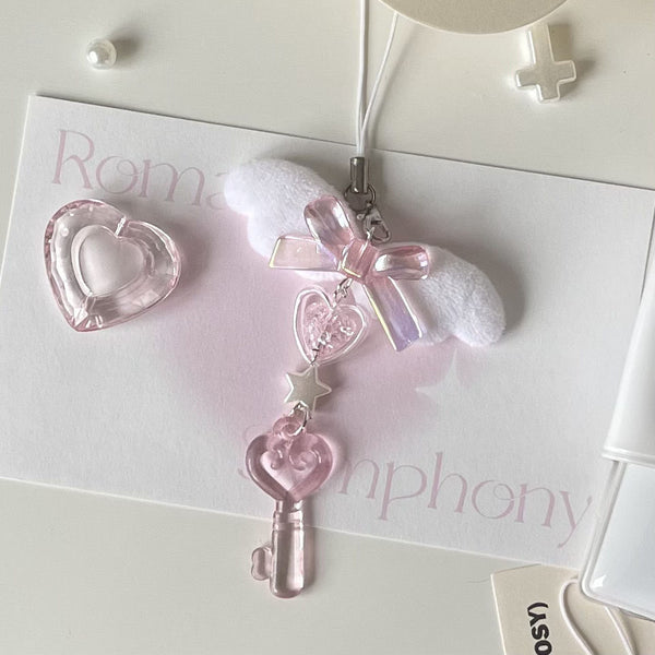 Pink Heart Angel Phone Charm