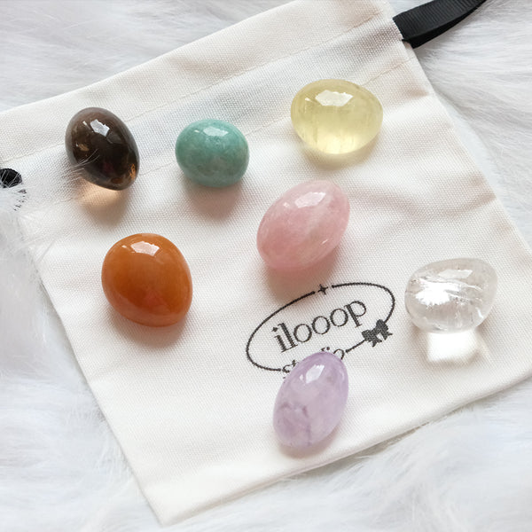 Seven Chakra Healing Crystal Tumbled Stone Set / Gift Box